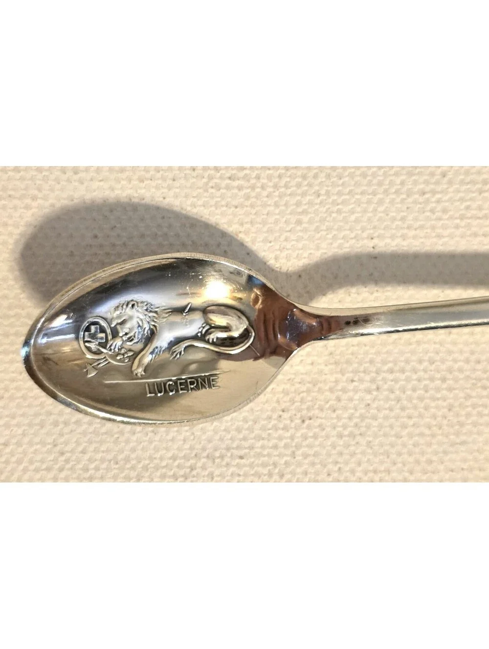 VTG Rolex Bucherer Lucerne Switzerland Silver Plated Souvenir Spoon Lion B100 12